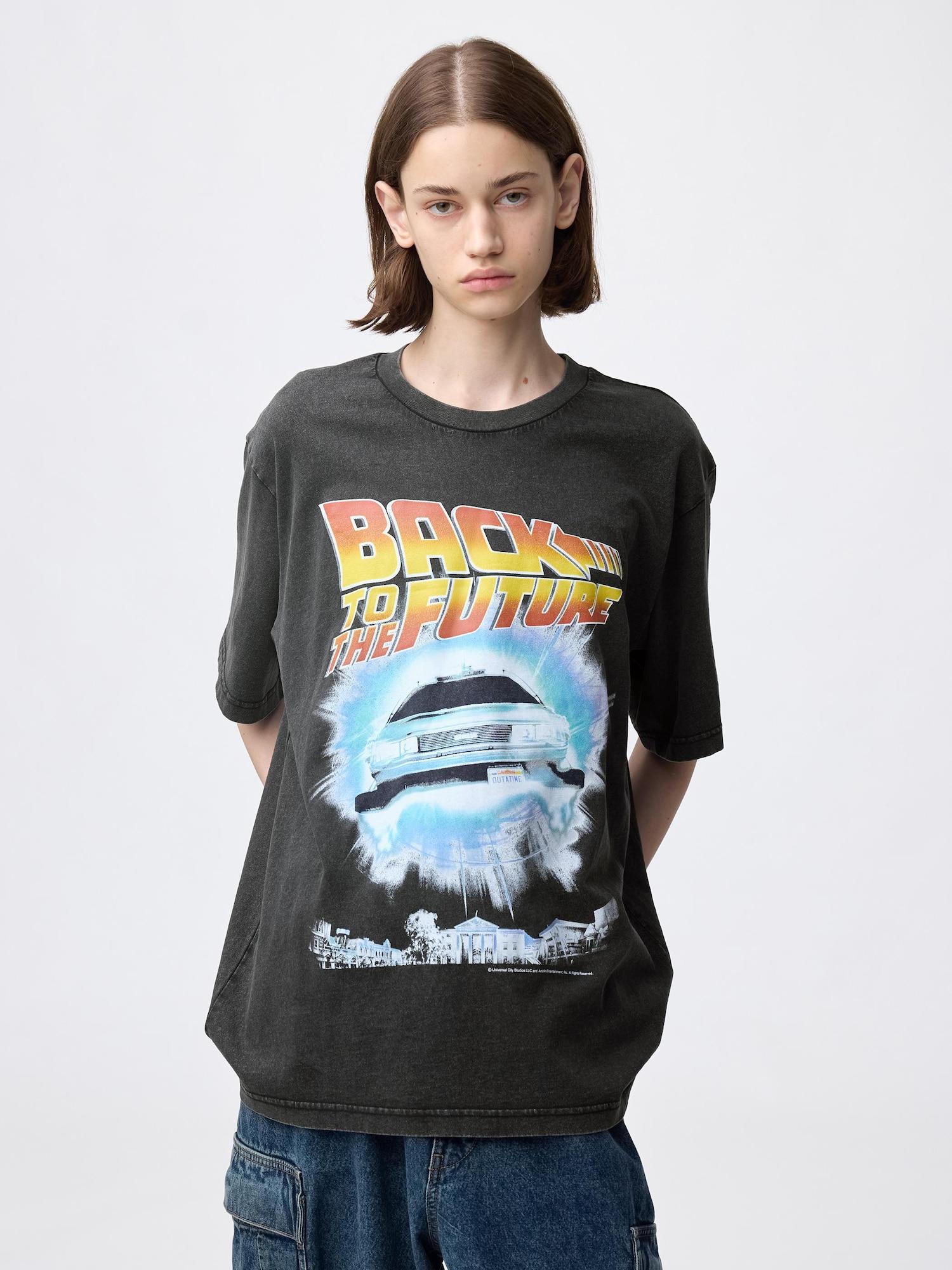 Футболка с принтом Back to the Future, варёный эффект