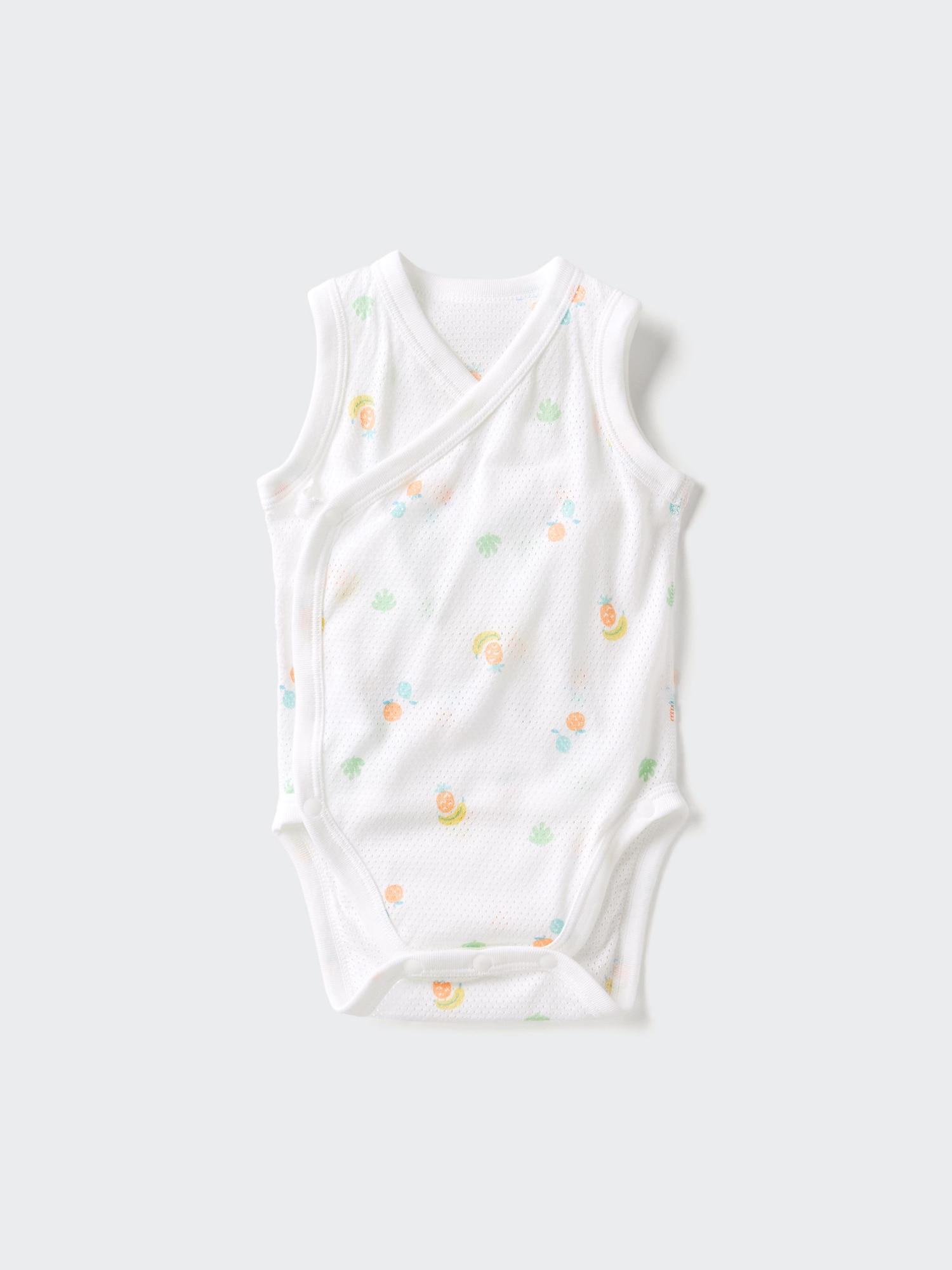 Cotton Mesh Bodysuit/Sleeveless/Front Opening