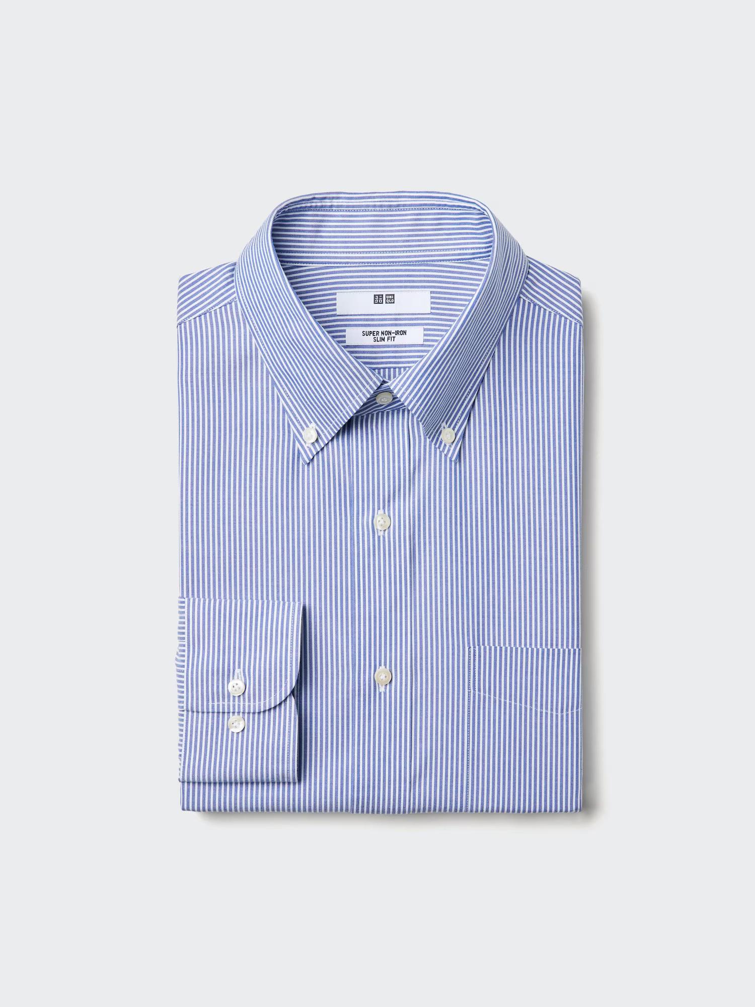 Super Non-Iron Slim Shirt/Button Down/Stripe